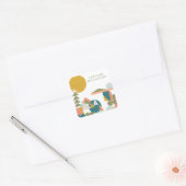 抽象芸術図形の横ティール（緑がかった色） パーソナライズされた スクエアシール (封筒)