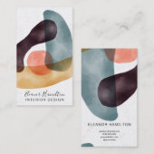 抽象芸術図形の水彩デザイン 名刺 (正面/裏面)