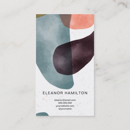 抽象芸術図形の水彩デザイン 名刺 (裏面)