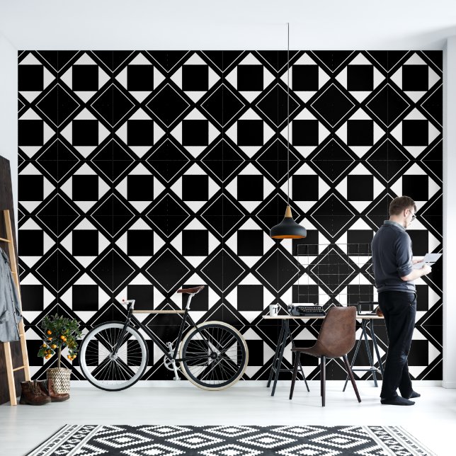 抽象芸術図形の白黒 壁紙 (リビング)