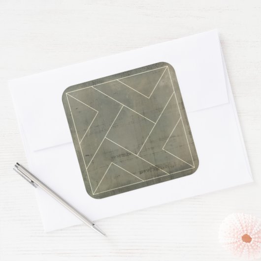 抽象芸術図形の設計図 スクエアシール (封筒)