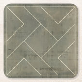 抽象芸術図形の設計図 スクエアペーパーコースター (正面)