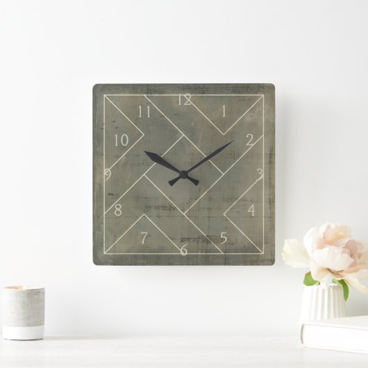 抽象芸術図形の設計図 スクエア壁時計 (ホーム)