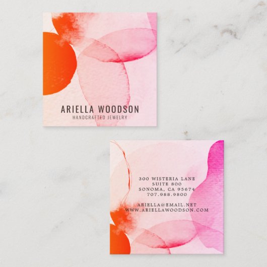 抽象芸術図形ジュエリーデザイナーシック スクエア名刺 (正面/裏面)