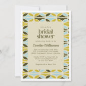 抽象芸術図形パターングリーンブルーブライダルシャワー 招待状 (正面)