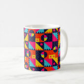 抽象芸術図形レトロカラフル図 コーヒーマグカップ (正面右)