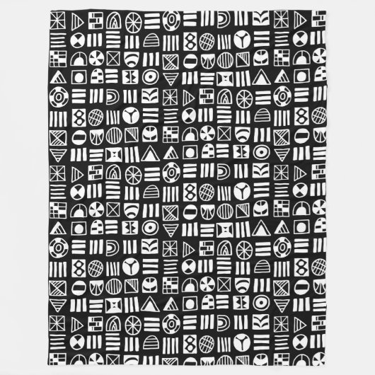 抽象芸術図形060617パターン – 白黒 フリースブランケット (正面)