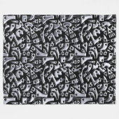 抽象芸術図形180318 – 光沢のあるシルバー フリースブランケット (正面(横))