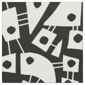 抽象芸術図形180318 – 黒の上に白 ファブリック (クローズアップ)