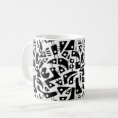 抽象芸術図形180318 – 黒（白） コーヒーマグカップ (正面左)