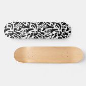 抽象芸術図形180318 – 黒(白) スケートボード (横)