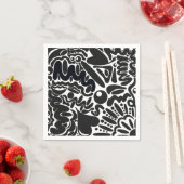 抽象芸術図形（白黒） スタンダードカクテルナプキン (インサイチュ)