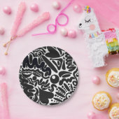 抽象芸術図形（白黒） ペーパープレート (パーティー)