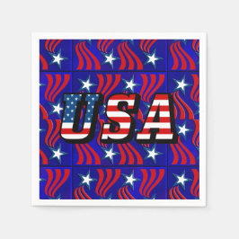 抽象芸術国旗のパターンと米国文字紙ナプキンス スタンダードカクテルナプキン