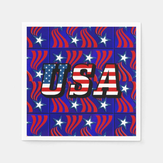 抽象芸術国旗のパターンと米国文字紙ナプキンス スタンダードカクテルナプキン (正面)