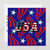 抽象芸術国旗のパターン&アメリカ文字パーティの招待状 招待状 (正面/裏面)