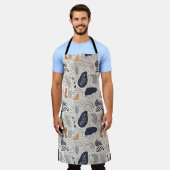 抽象芸術地中海の自然オールオーバープリントエプロン エプロン (着用した状態)