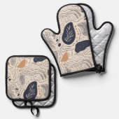 抽象芸術地中海の芸術 鍋つかみ&鍋敷きセット (正面/裏面)