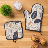 抽象芸術地中海の芸術 鍋つかみ&鍋敷きセット (トップダウン)