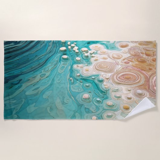 抽象芸術地形海アート ビーチタオル (正面)