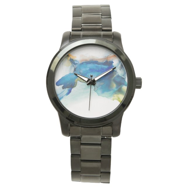 抽象芸術地形 – 青 腕時計 (正面)