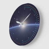 抽象芸術地球の日の出光効果クロック ラージ壁時計 (傾斜)