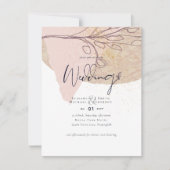 抽象芸術地球金ゴールド結婚式の招待低コスト予算 招待状 (正面)