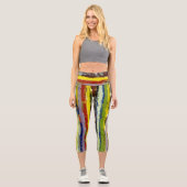 抽象芸術垂直絵を描筋線 カプリレギンス (正面)