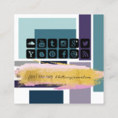 抽象芸術型枠、ソーシャルメディアの名刺 スクエア名刺 (裏面)