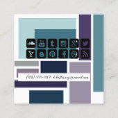 抽象芸術型枠、ソーシャルメディアの名刺 スクエア名刺 (裏面)