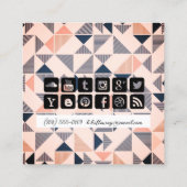 抽象芸術型枠、ソーシャルメディアの名刺 スクエア名刺 (裏面)