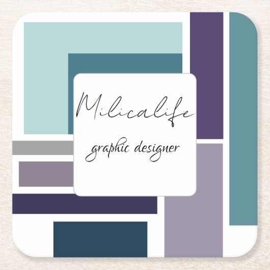 抽象芸術型枠、ソーシャルメディア スクエアペーパーコースター (正面)