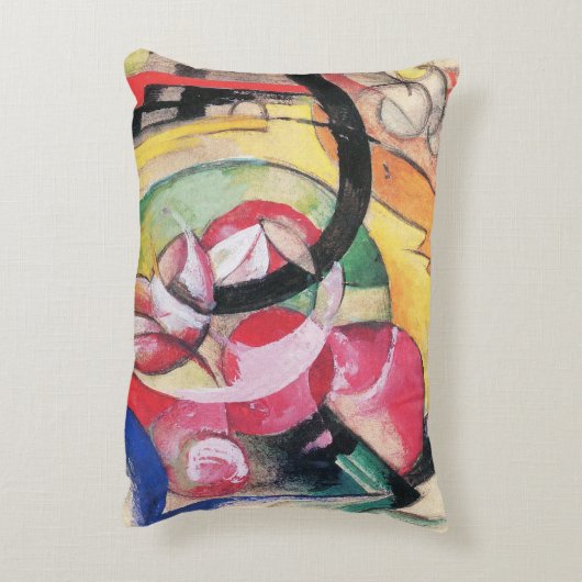 抽象芸術型枠(別名カラーフラワーズ)by Franz Marc アクセントクッション (裏面(縦))