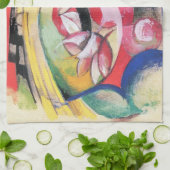 抽象芸術型枠(別名カラーフラワーズ)by Franz Marc キッチンタオル (折り畳み)