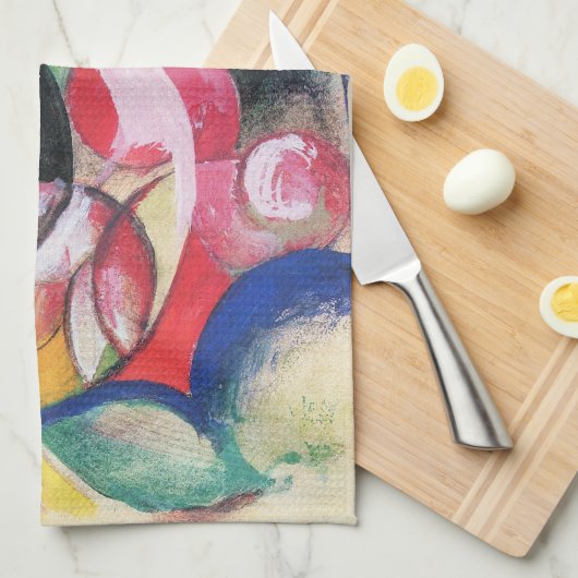 抽象芸術型枠（別名カラーフラワーズ）by Franz Marc キッチンタオル (四つ折り)