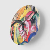 抽象芸術型枠(別名カラーフラワーズ)by Franz Marc ラウンド壁時計 (傾斜)