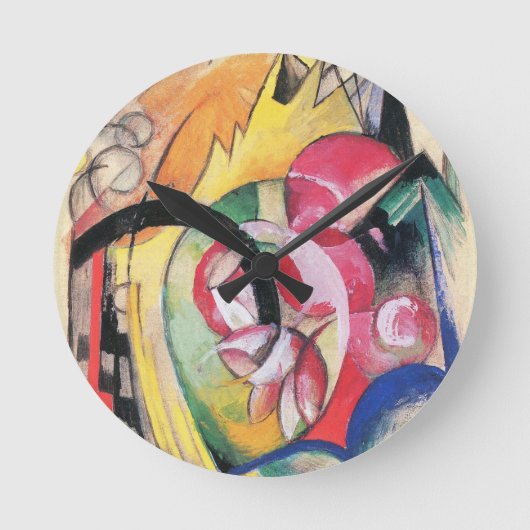 抽象芸術型枠(別名カラーフラワーズ)by Franz Marc ラウンド壁時計 (正面)