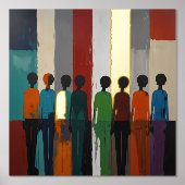 抽象芸術型金ゴールド赤青緑 箔ポスター (正面)