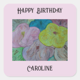 抽象芸術夏のフローラシパーソナライズされたステッカー スクエアシール