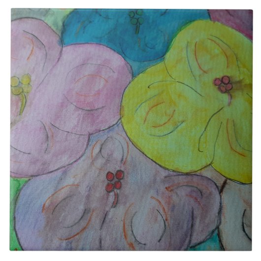 抽象芸術夏フローラセラミックタイル タイル (正面)