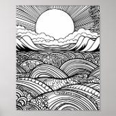 抽象芸術夕日のビーチ ポスター (正面)