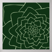 抽象芸術多肉質ダークグリーンプリント ポスター (正面)