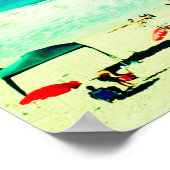 抽象芸術夢見る海ビーチ及び宇宙 ポスター (角)