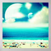 抽象芸術夢見る海ビーチ及び宇宙 ポスター (正面)