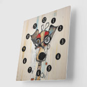 抽象芸術大きな目の犬 スクエア壁時計 (傾斜)