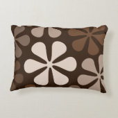 抽象芸術大きな花ブラウンズ&クリーム アクセントクッション (裏面)