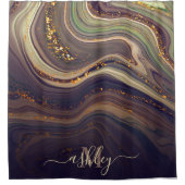 抽象芸術大理石とグリッター シャワーカーテン (正面)