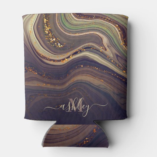 抽象芸術大理石とグリッター 缶クーラー (裏面)