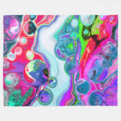 抽象芸術大理石の流体アートレッド、ホワイト、パープルグリーン フリースブランケット (正面(横))