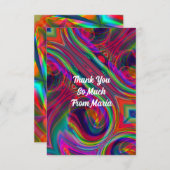 抽象芸術大理石ゆがみカラフル サンキューカード (正面/裏面)